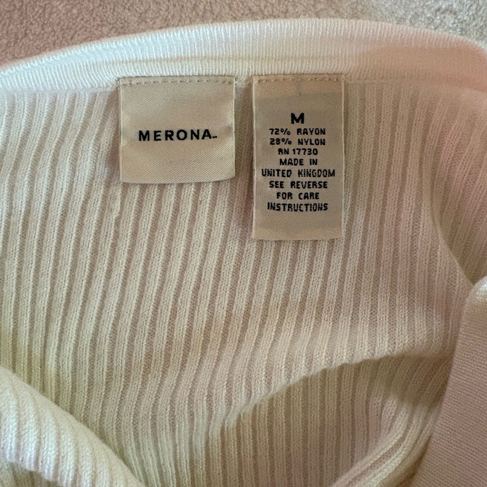 Merona Ivory Cream Ribbed Button-Up Cardigan Size Medium - Picture 7 of 7
